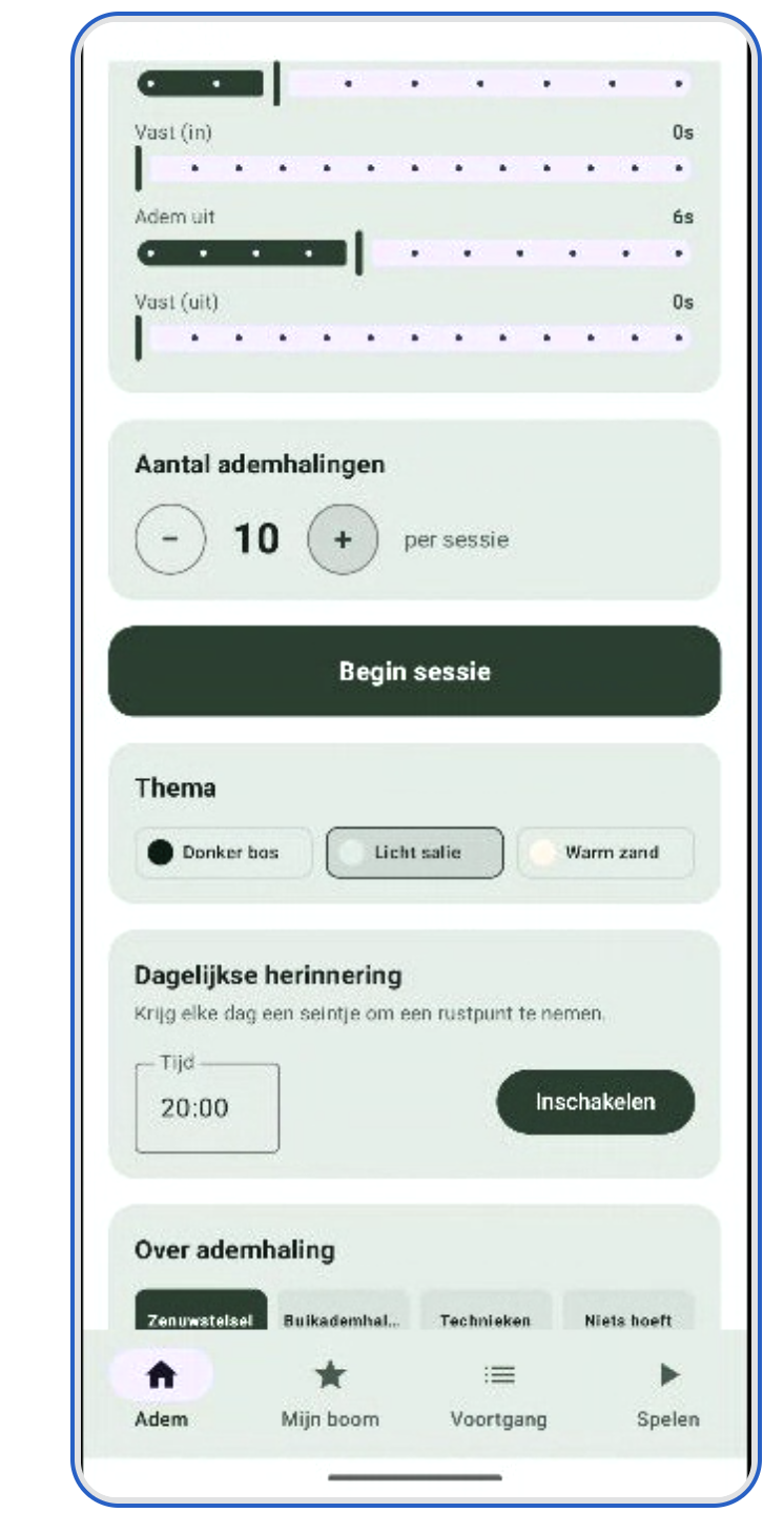 Filia adem-app — ritme, thema en dagelijkse herinnering